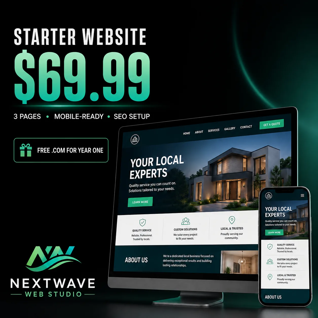 Starter Website package for $69.99
